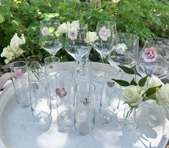 Handmade floral craft materials used in Petal Charmery drink markers
