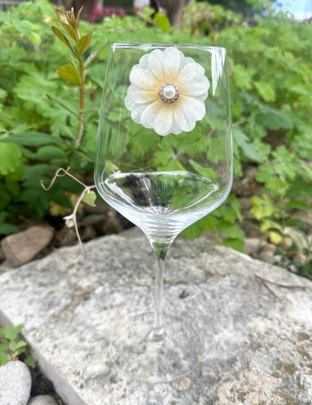 Handcrafted Floral Wine Glass Charms – Rhinestone, Pearl, Crown Accents