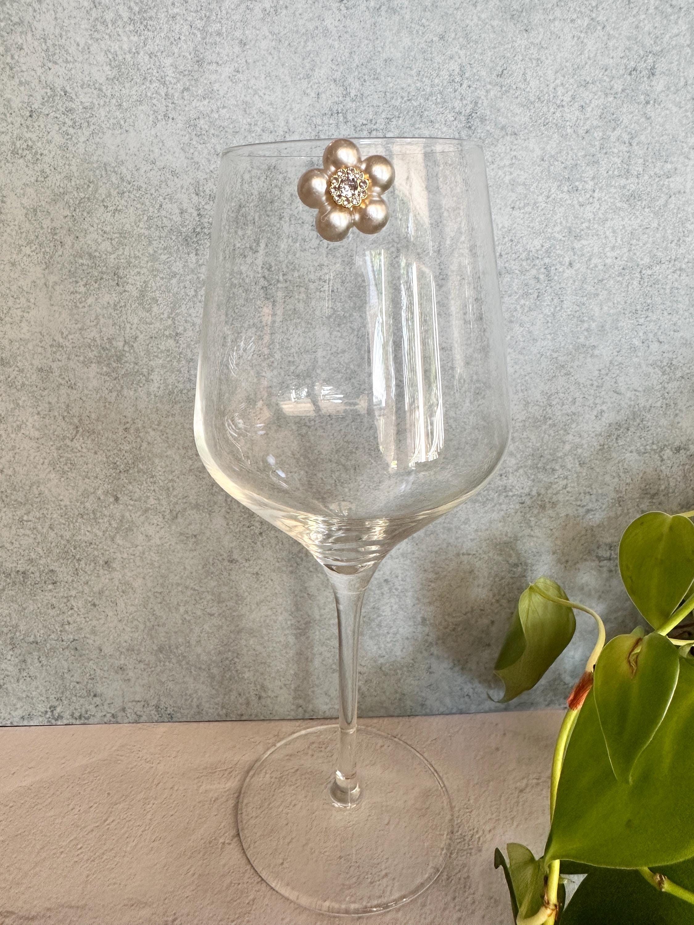 Floral Magnetic Wine Charms: Wedding Favors, Party Drink Markers, Hostess Gift, Set of 8