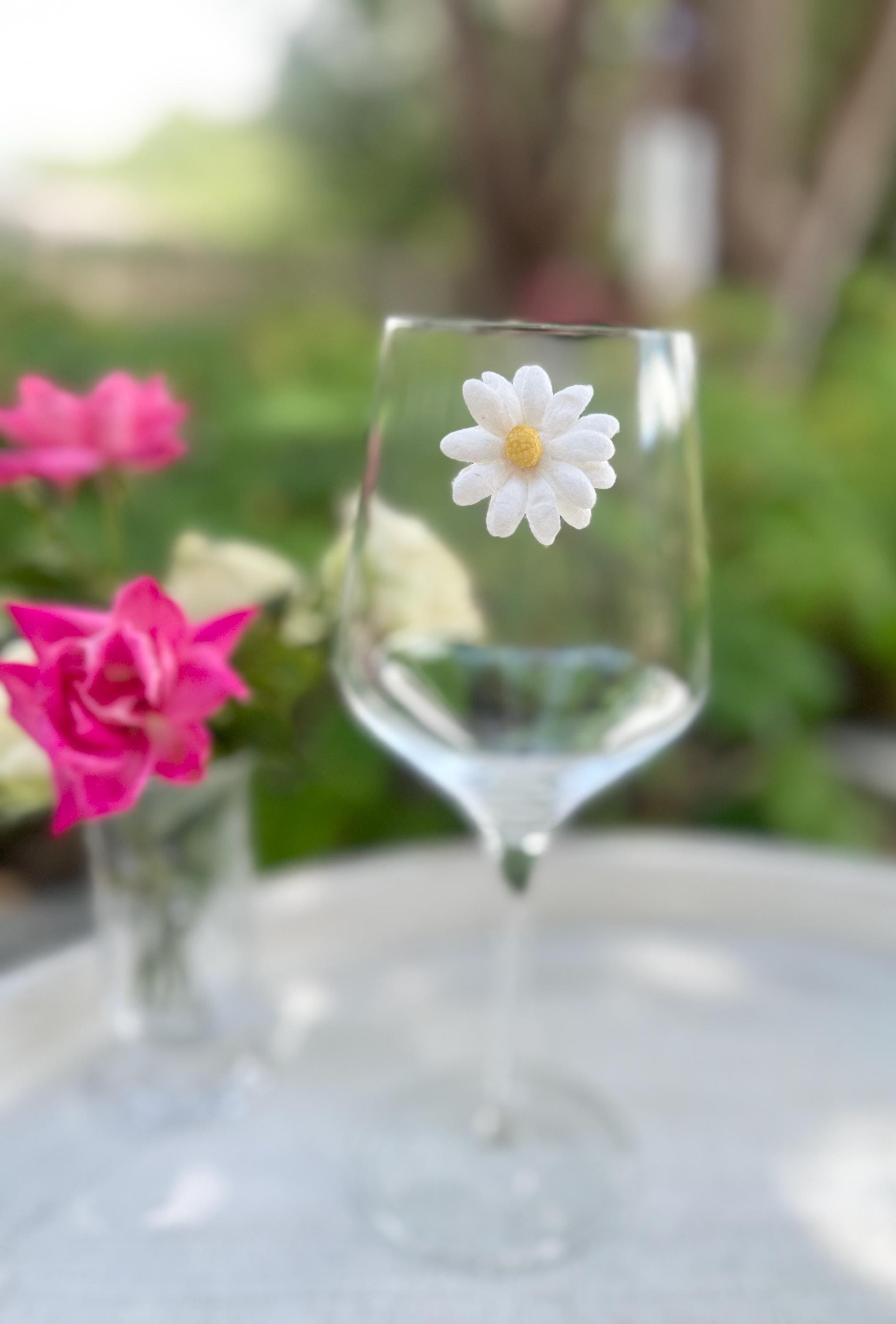 Floral Magnetic Wine Charms: Wedding Favors, Party Drink Markers, Hostess Gift, Set of 8