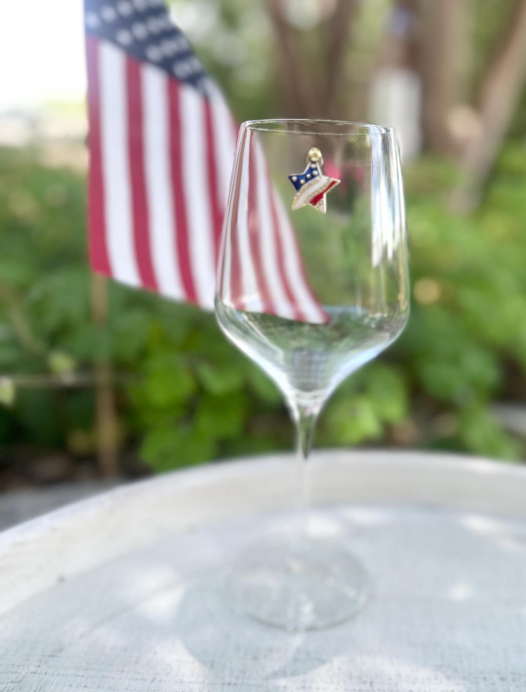 Patriotic Floral Wine Glass Markers, Party gift, 4th of July  – Set of 6