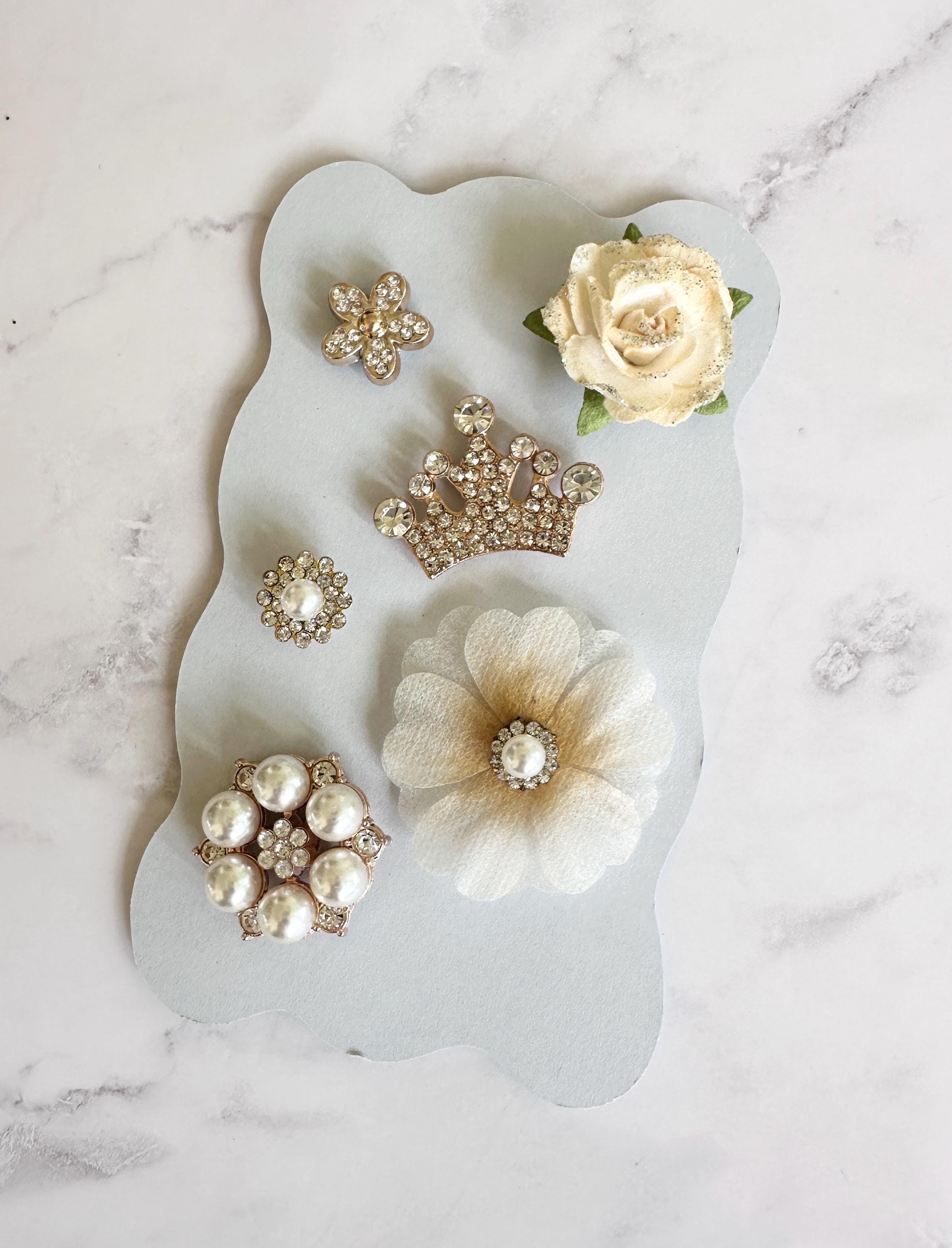 Handcrafted Floral Wine Glass Charms – Rhinestone, Pearl, Crown Accents
