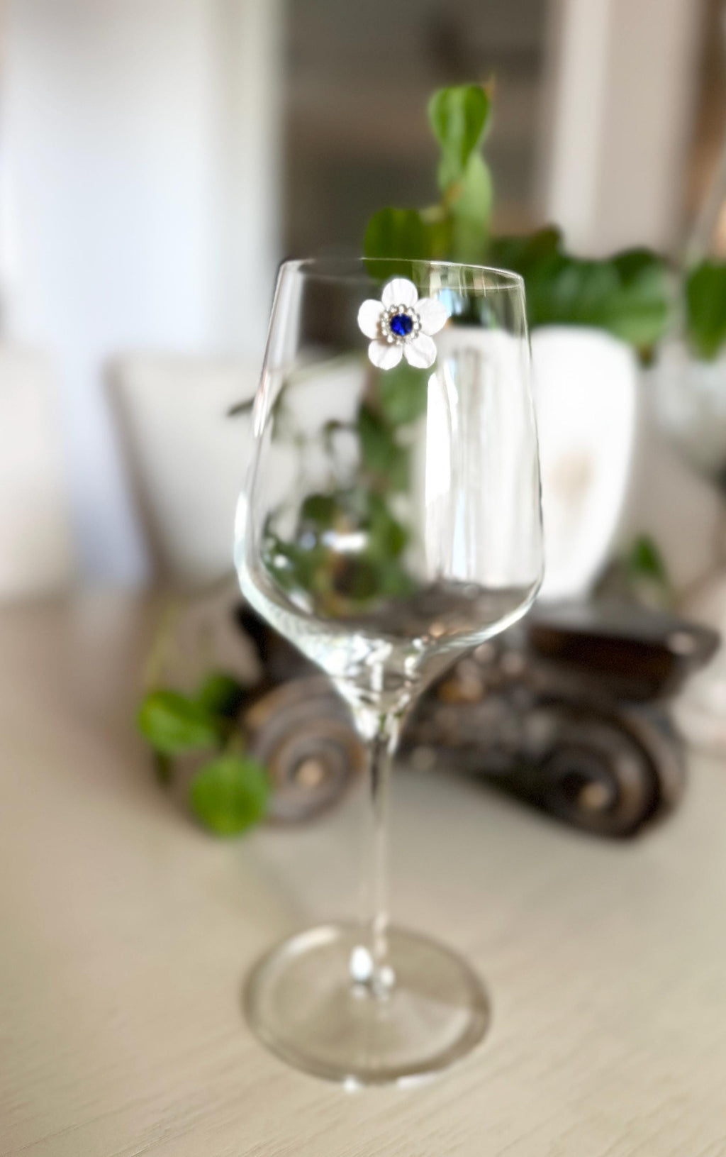 Patriotic Floral Wine Glass Markers, Party gift, 4th of July  – Set of 6