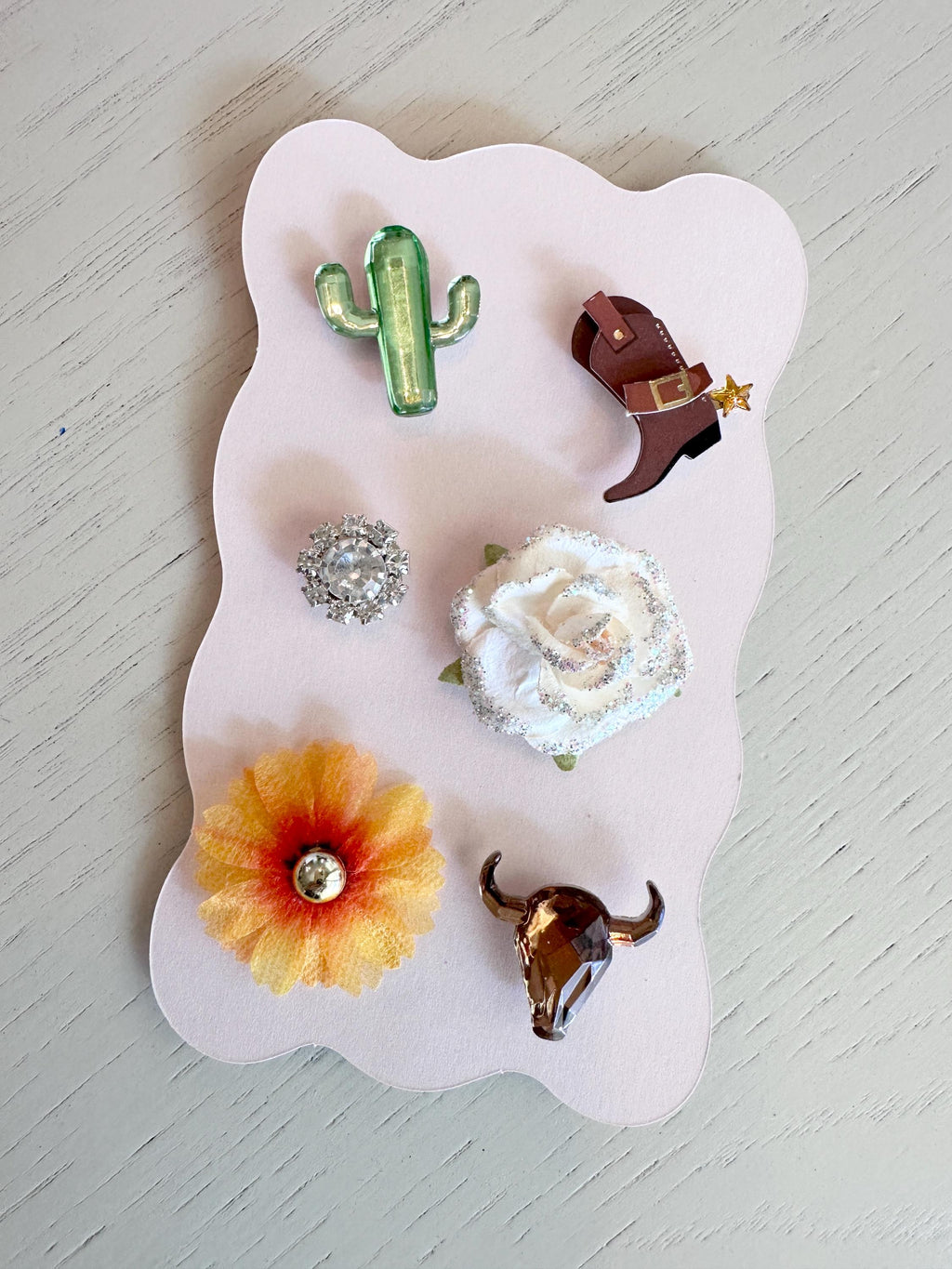 Southwest Floral Wine Charms, Cactus, Cowboy Boot, Bull Skull Drink Markers (Set of 6)