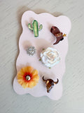 Southwest Floral Wine Charms, Cactus, Cowboy Boot, Bull Skull Drink Markers (Set of 6)