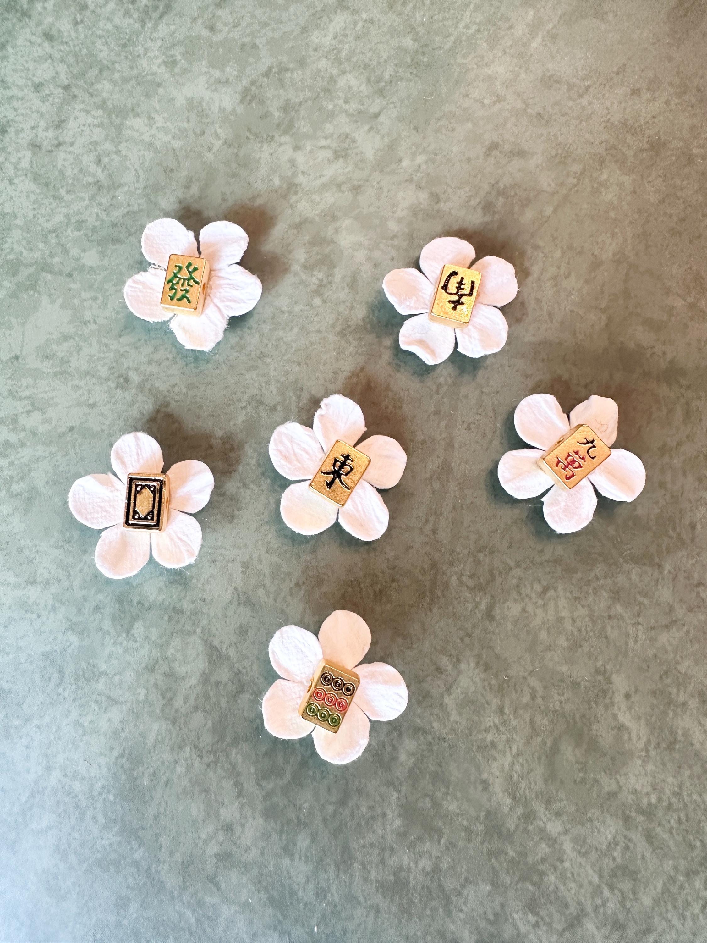 Floral Magnetic Mahjong Wine Charms, Sparkling Drink Markers, Hostess Gift, Set of 6
