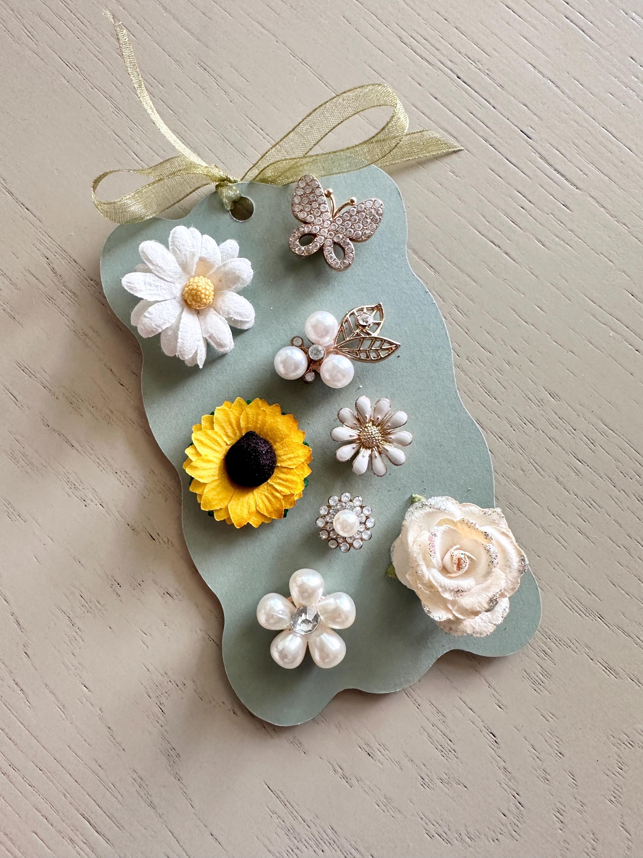 Floral Magnetic Wine Charms: Wedding Favors, Party Drink Markers, Hostess Gift, Set of 8