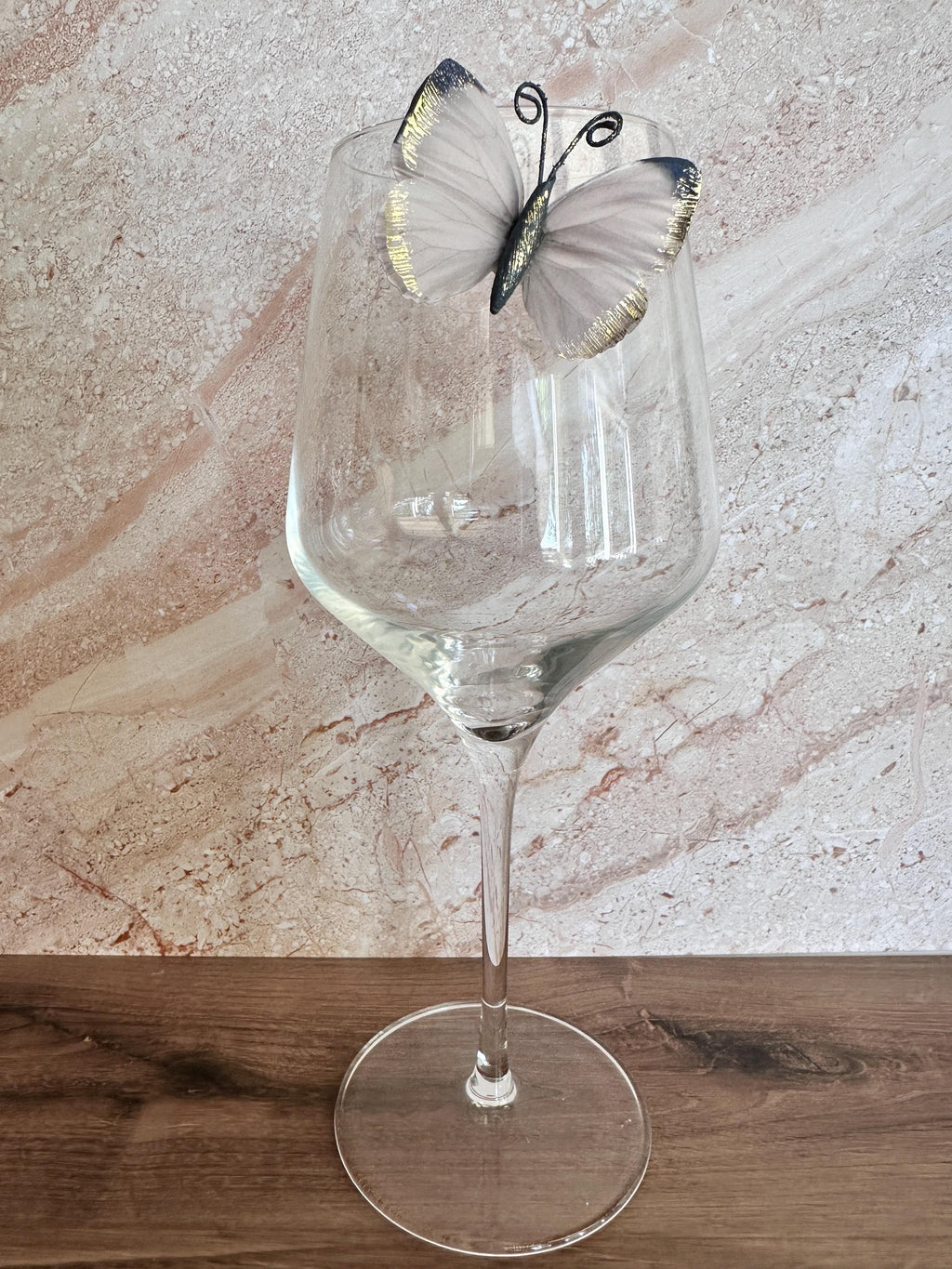 Floral Butterfly Wine Charms, Pearl Embellished Drink Markers, Hostess Gift