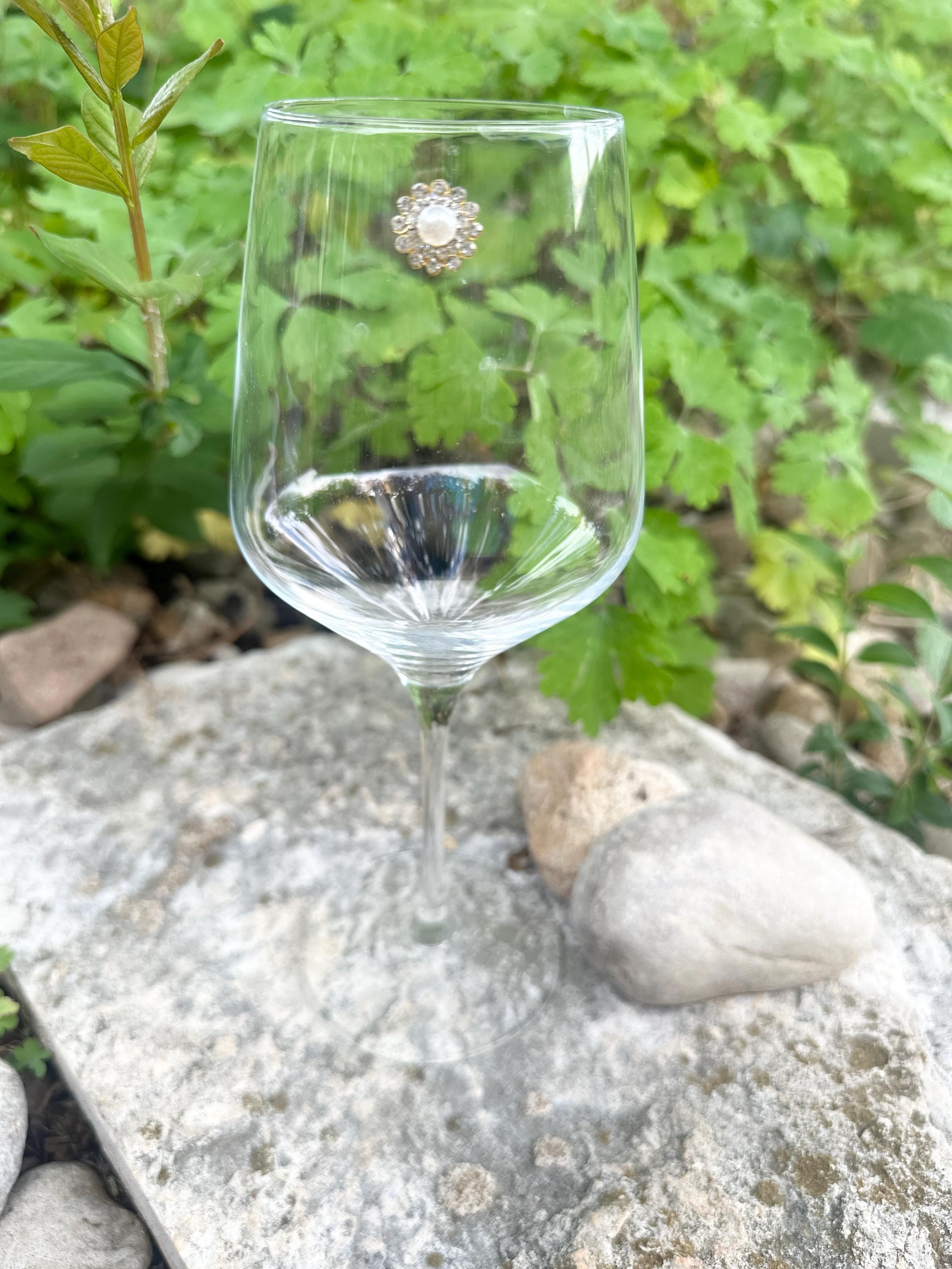 Patriotic Floral Wine Glass Markers, Party gift, 4th of July  – Set of 6