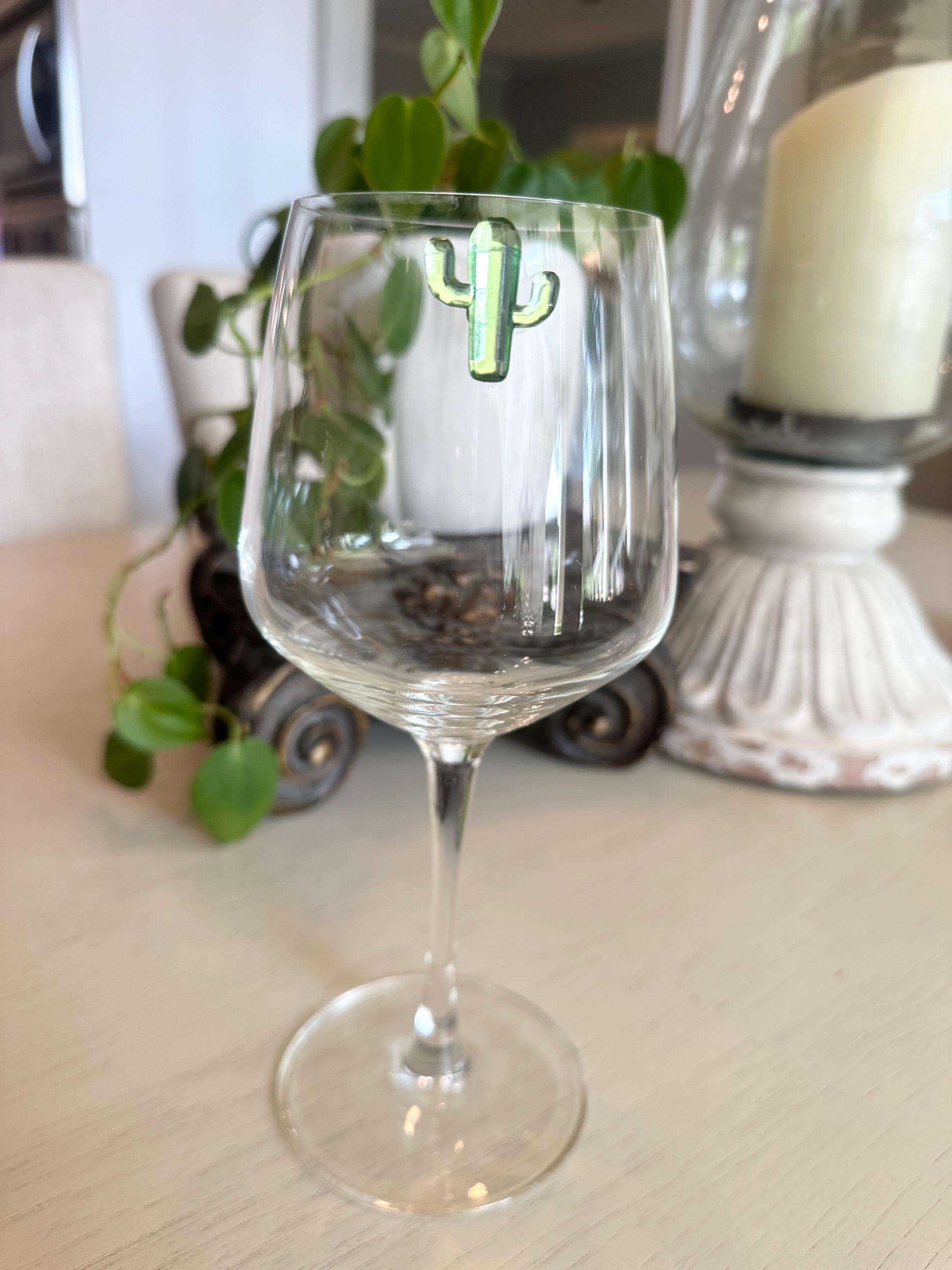 Southwest Floral Wine Charms, Cactus, Cowboy Boot, Bull Skull Drink Markers (Set of 6)