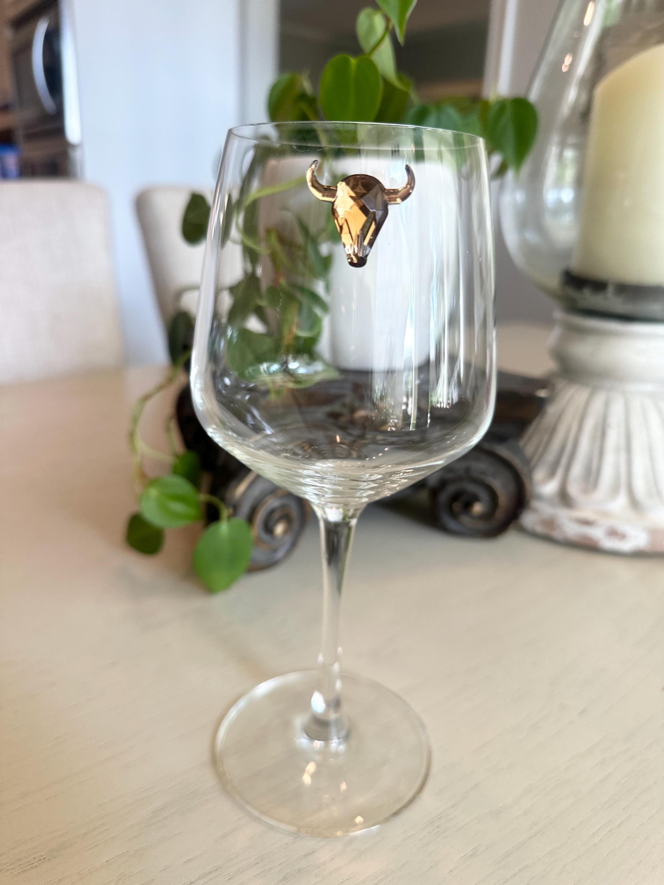 Southwest Floral Wine Charms, Cactus, Cowboy Boot, Bull Skull Drink Markers (Set of 6)