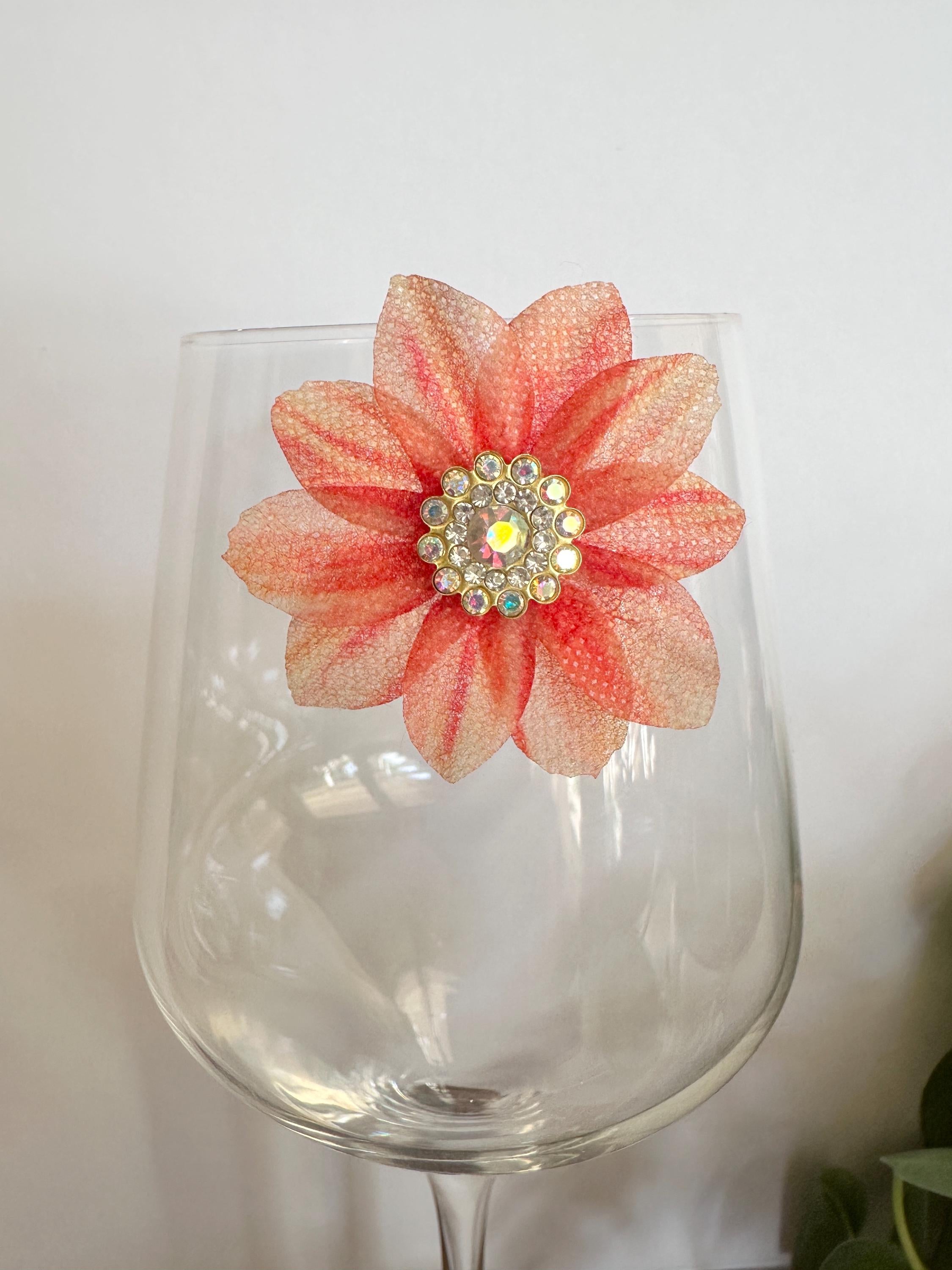 Floral Magnetic Wine Charms, Sparkling Drink Markers, Wedding Favors, Hostess Gift