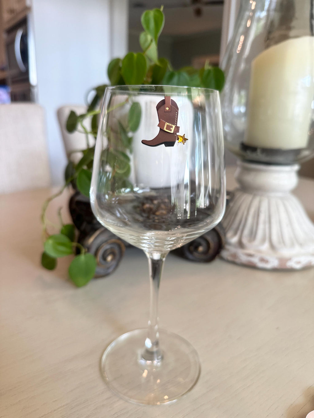 Southwest Floral Wine Charms, Cactus, Cowboy Boot, Bull Skull Drink Markers (Set of 6)
