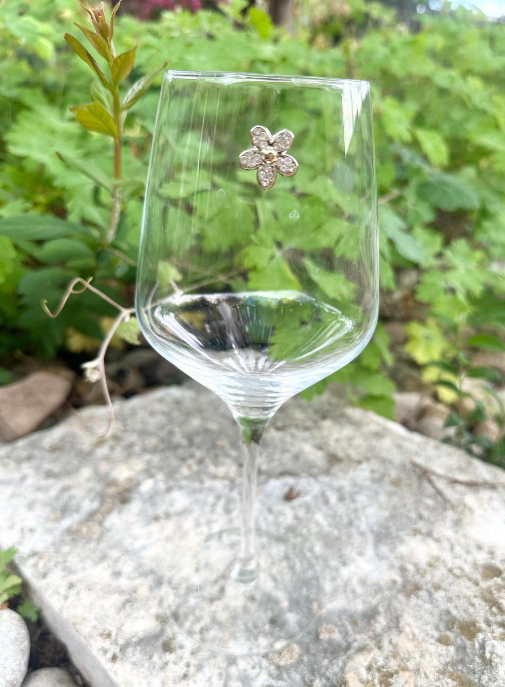 Handcrafted Floral Wine Glass Charms – Rhinestone, Pearl, Crown Accents