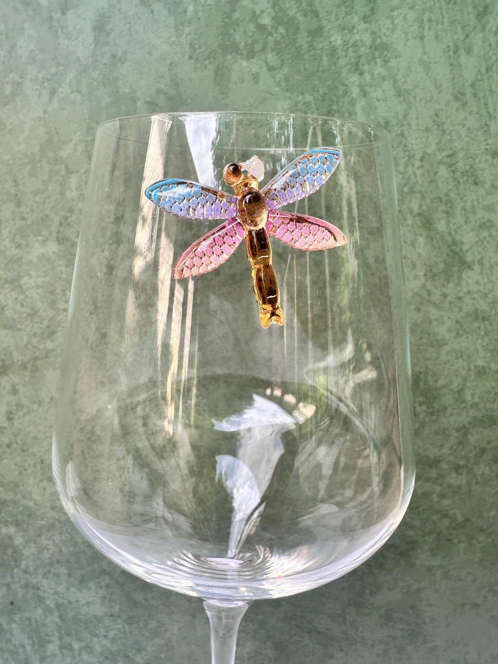 Sparkling Floral Wine Charms, Magnetic Drink Markers, Wedding Favors, Dragonfly Butterfly Set