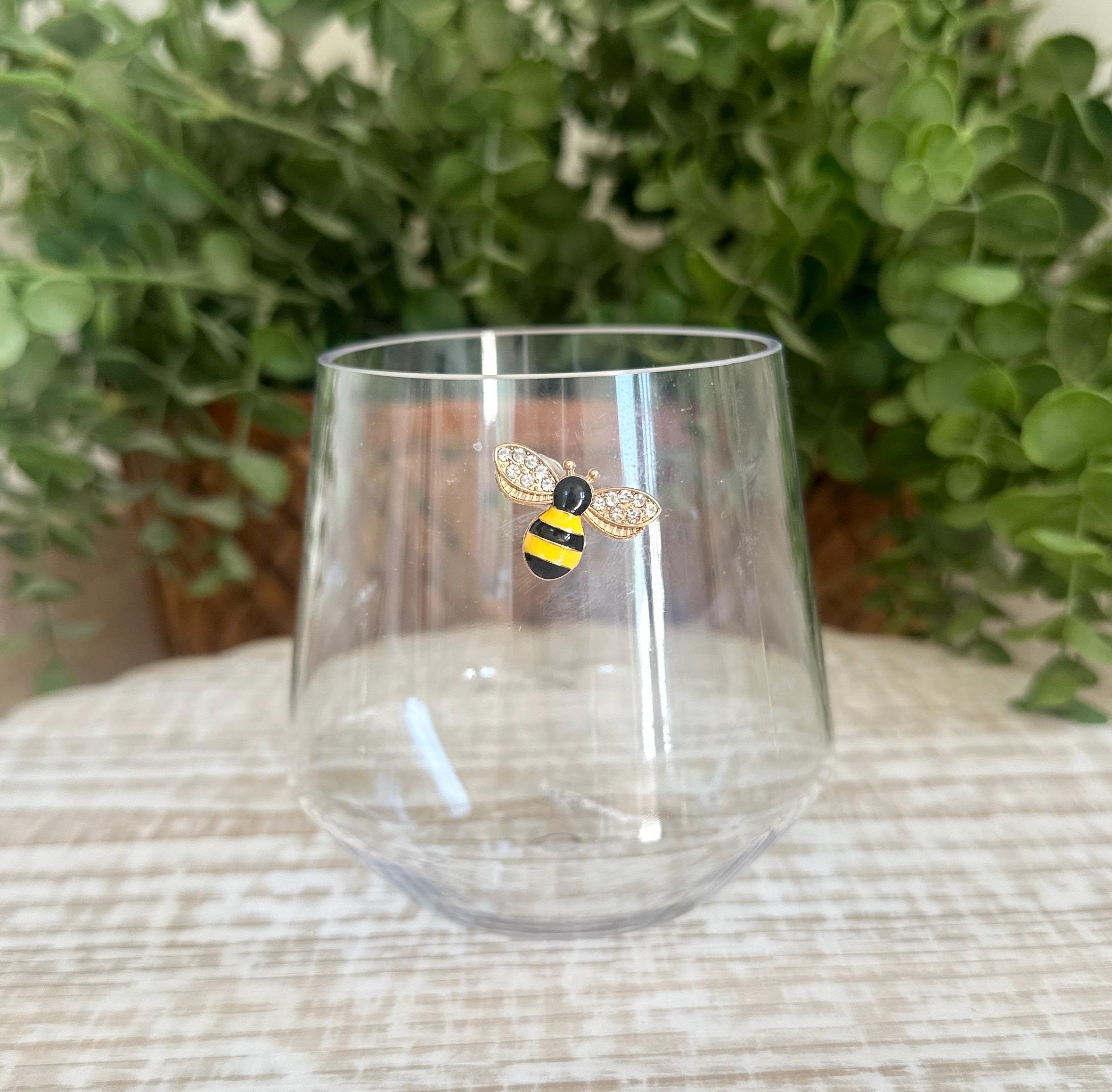 Floral Wine Charms, Sparkling Drink Markers, Wedding Favors, Hostess Gift, Sunflower, Lady Bugs
