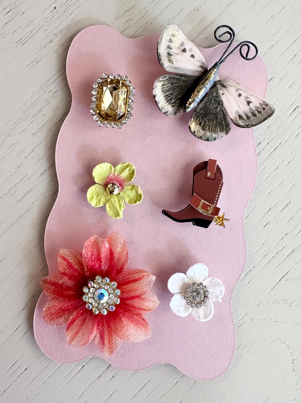 Flowers, Bling and Boots Wine Charms, Sparkling Drink Markers, Wedding Favors, Hostess Gifts, Butterfly Accent, Cowboy Boots