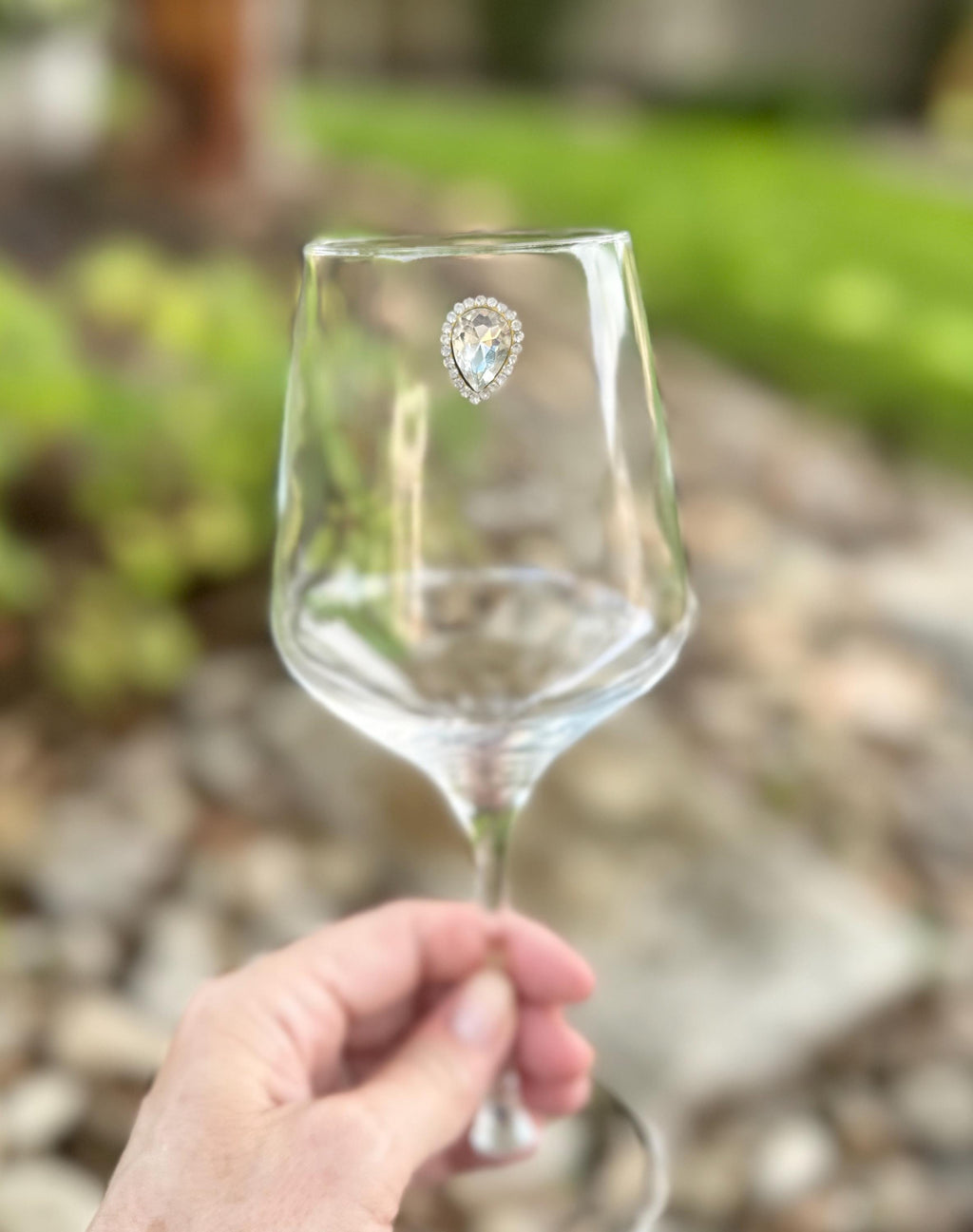 Rhinestone Wine Charms, Jewel-Toned Teardrop Drink Markers, Set of 6