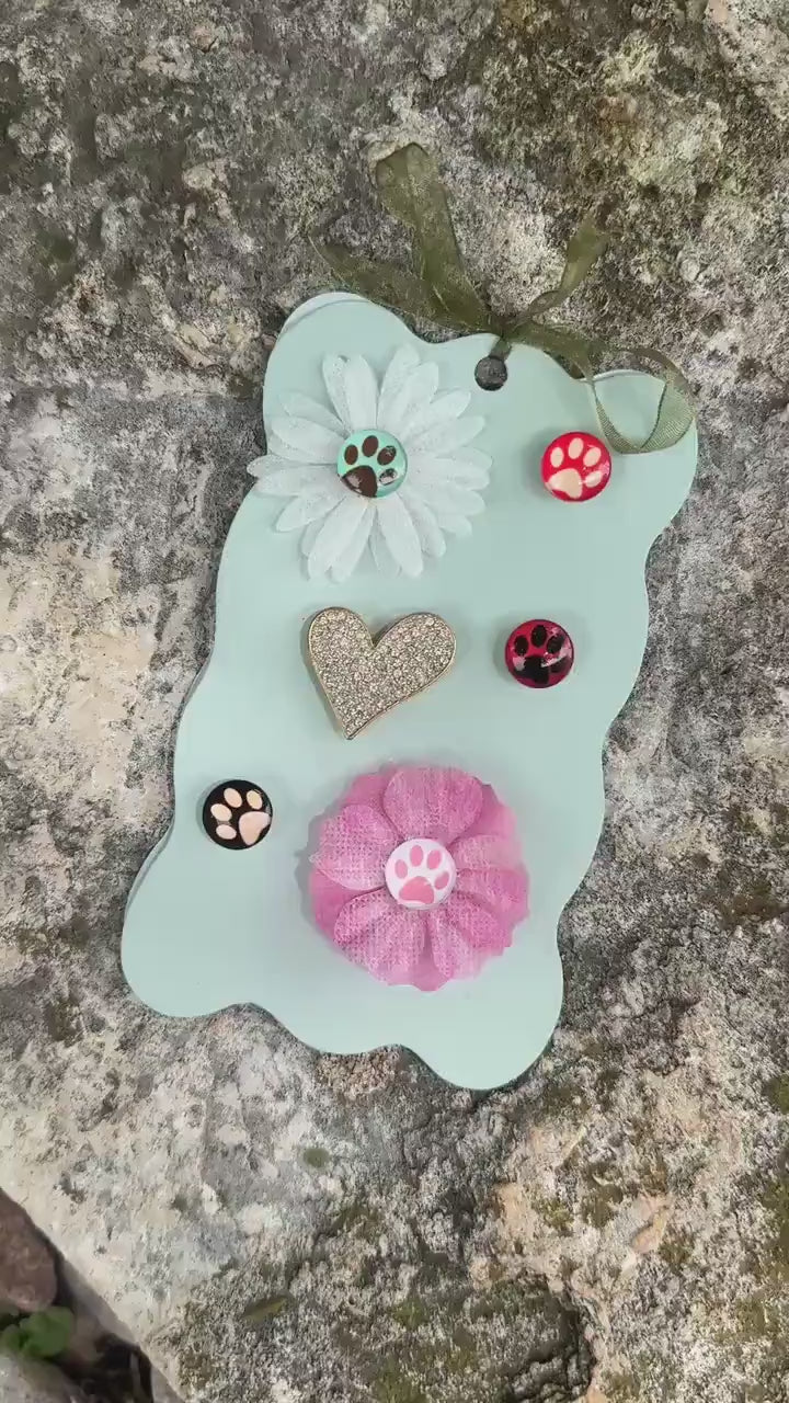 Paw Print Wine Charms, Floral Rhinestone Heart Drink Markers, Animal Lover Gift, Dog and Cat Paws, Housewarming